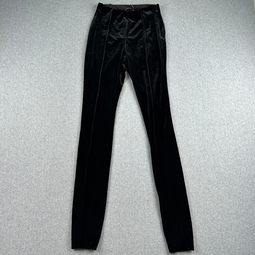 Polo Ralph Lauren Leggings Women S Velvet Skinny Black Side Zip Pintuck Pants